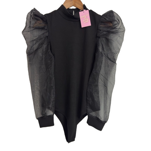 NWT TCEC Black Knit Mock Bodysuit Size Medium